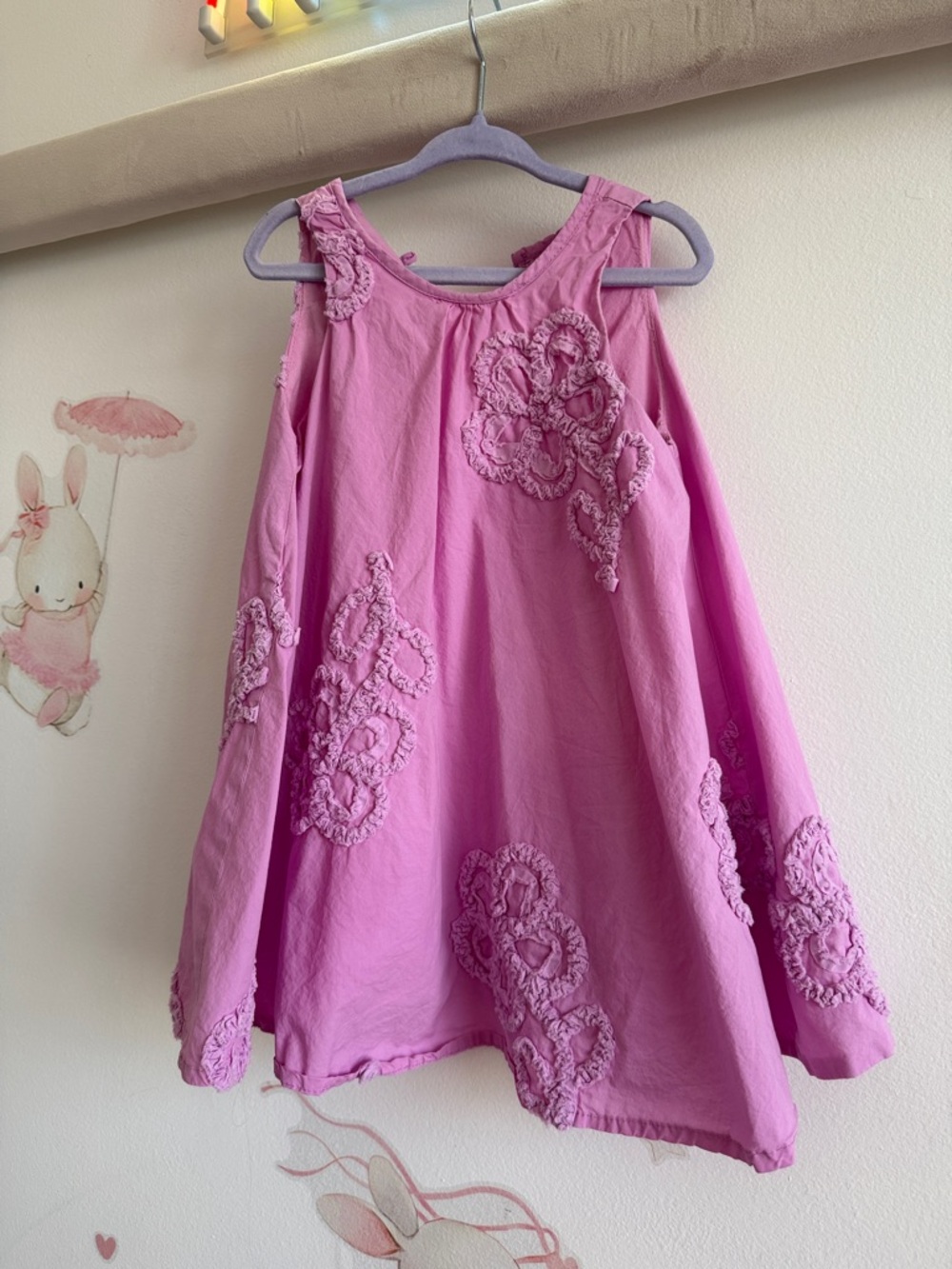 Girls' Pink Lace Appliqué Dress